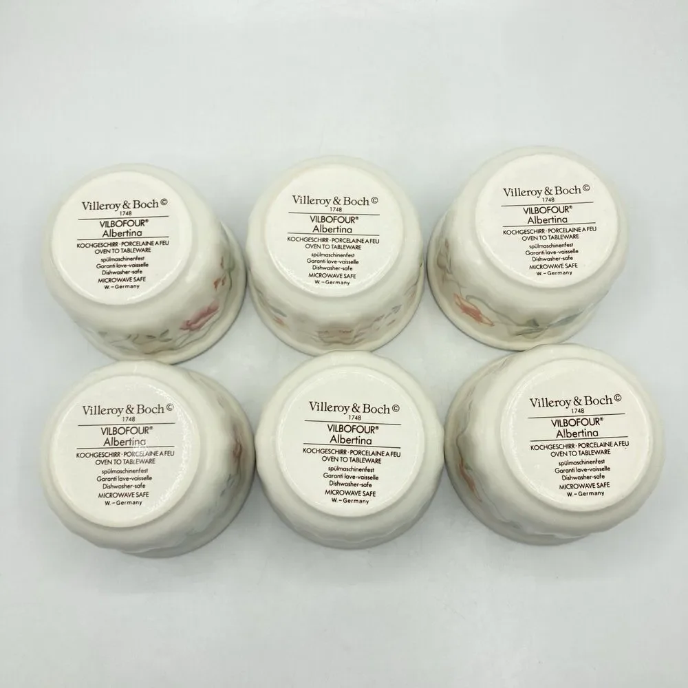 6 Set Vtg Villeroy & Boch Albertina Ramekins Custard Cups 3 1/4